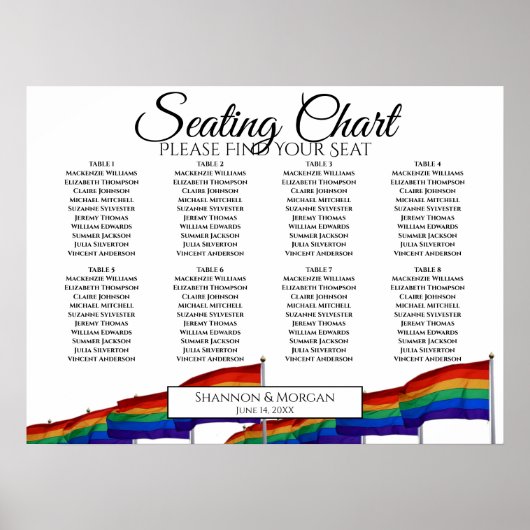 8 Tafelegisterzeekaart Kay Rainbow-vlaggen Poster (Voorkant)