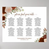 8 Tafelnajaar Rust Floral Wedding Seding Chart Poster (Voorkant)