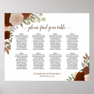 8 Tafelnajaar Rust Floral Wedding Seding Chart Poster