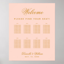 8 Tafels Blush Trouwen Eenvoudige Roze Stoelenkaar Poster