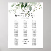 8 tafels groen elegante bruiloft zitgrafiek poster (Voorkant)