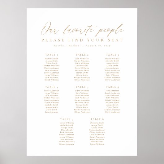 8 Tafels Onze favoriete Mensen Zittingkaart Poster (Voorkant)