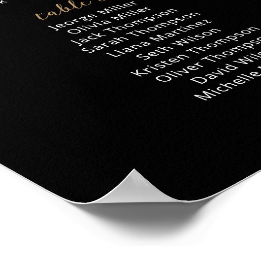 8 tafels Vind uw stoel zwart zitschema Poster (Hoek)