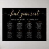 8 tafels Vind uw stoel zwart zitschema Poster (Voorkant)