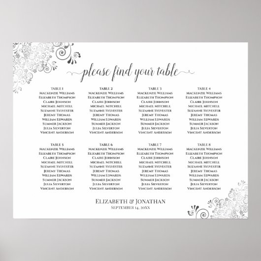 8 Tafelwitbruiloft Zilvervriendjes Poster (Voorkant)