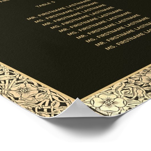 8 Tafelzwarte gouden elegante  Zitkaart Poster (Hoek)