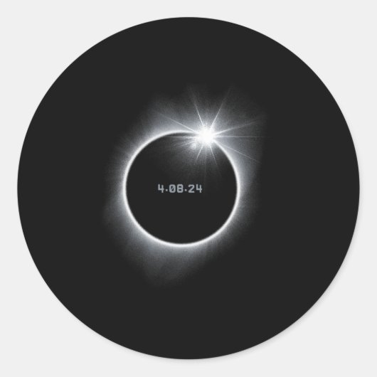 8 Totaal Zonsverduistering 2024 Ronde Sticker (Voorkant)