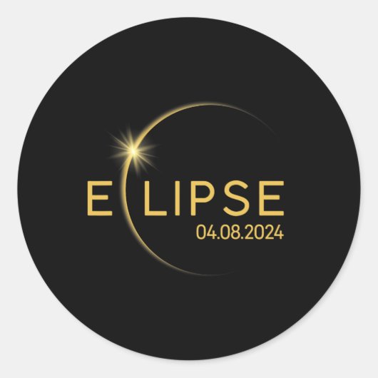 8 Totaal Zonsverduistering 2024 Ronde Sticker (Voorkant)