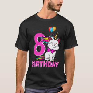 8 Verjaardag Meisje Caticorn Leuke Kat Liefde T-shirt
