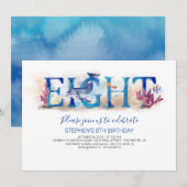 8 Verjaardagsuitnodiging onder het Zee Marine Worl Kaart (Voorkant / Achterkant)