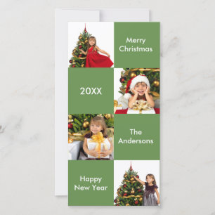 8 Vierkantjes Groen - Kerst Fotokaart Feestdagenkaart