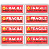 8 Vinyl Fragile Stickers (Handle with Care) (Voorkant)