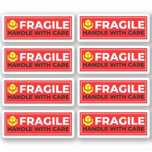 8 Vinyl Fragile Stickers (Handle with Care) (Voorkant)