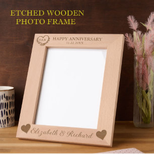 8 "x10" Foto Happy Jubileum Namen Datum Harten Gegraveerde Lijstjes