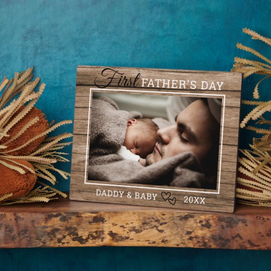 8 x10 Fotosjabloon Eerste Vaderdag hout Fotoplaat (Zijkant)