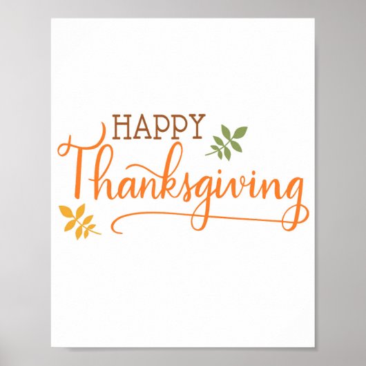 8 x 10 afdrukbaar - Happy Thanksgiving Poster (Voorkant)