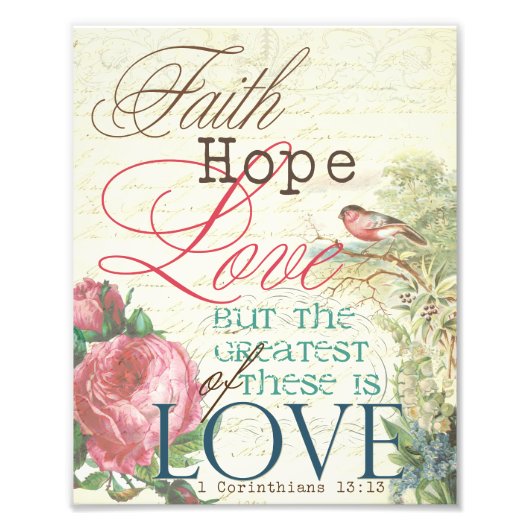 8 x 10-inch Faith Hope Love Print Foto Afdruk (Voorkant)