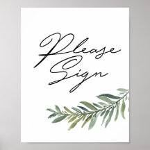 8 x 10 inch Onderteken Poster, Waterverf Leaf