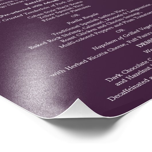 8 x 10 Menu Tabeldiner voor het ontwerpen Foto Afdruk (Hoek)