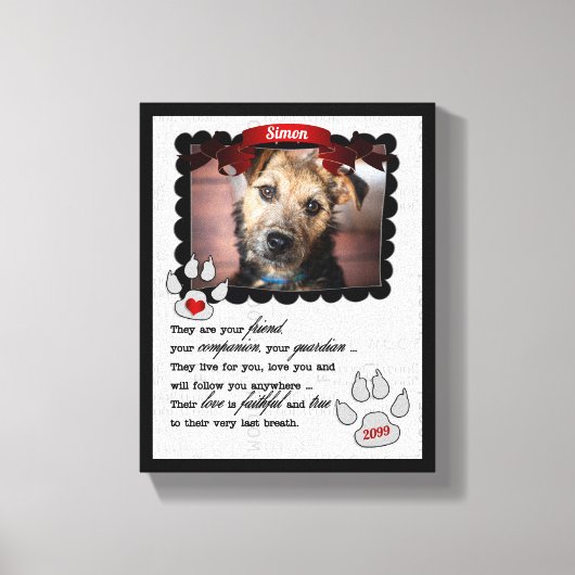 8 x 10 Pet Memorial Poem Dog Foto Canvas Afdruk (Voorkant)
