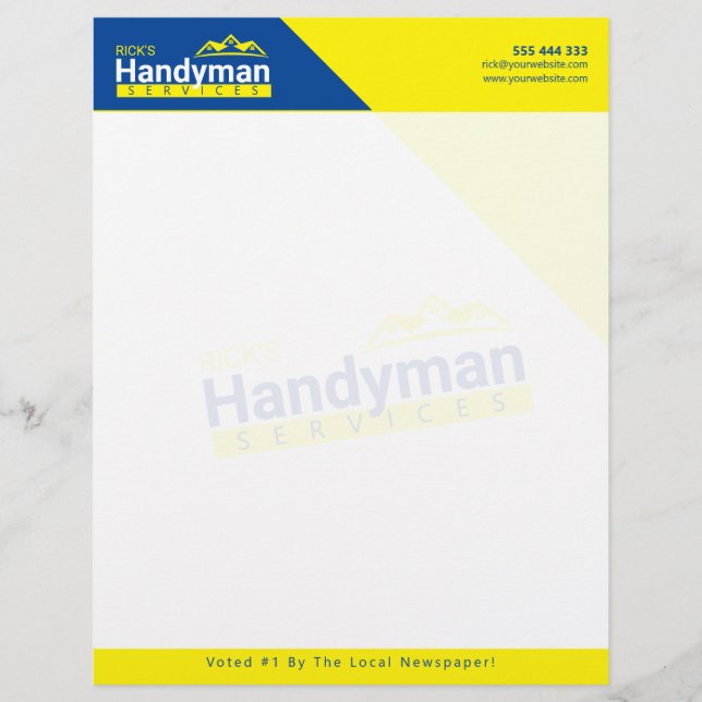 8 x 11-inch Handyman Business Custom Logo Letterhe Briefhoofd (Voorkant)