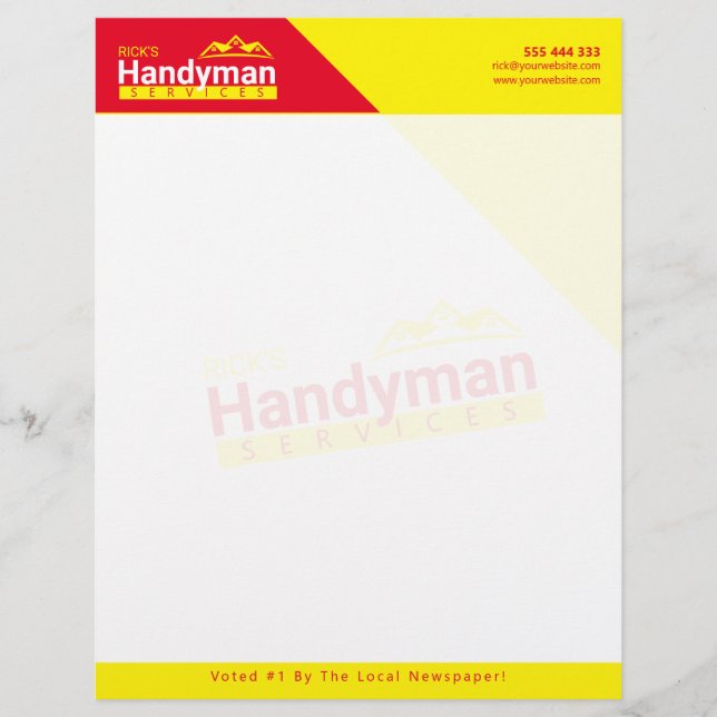 8 x 11-inch Handyman Business Custom Logo Letterhe Briefhoofd (Voorkant)