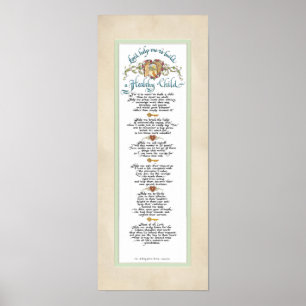 8 x 20 Een gezond kind bouwen, Parchment Aqua Blue Poster