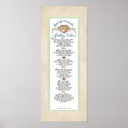 8 x 20 Een gezond kind bouwen, Parchment Aqua Blue Poster (Voorkant)