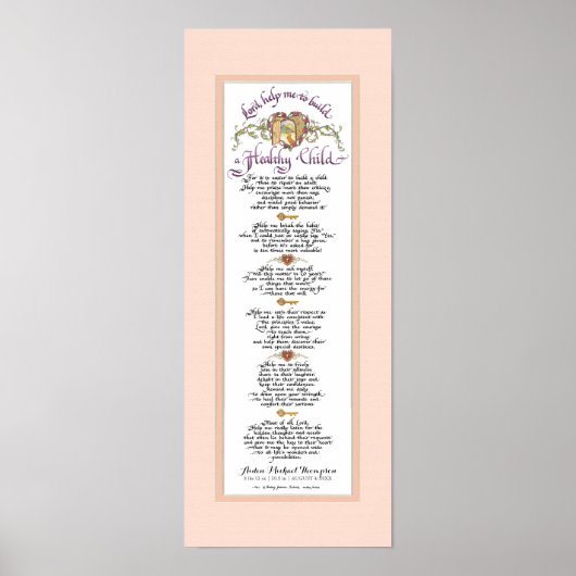 8 x 20 Een gezond kind bouwen, Parchment Aqua Blue Poster (Voorkant)