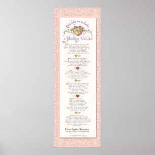 8 x 24 Stel een gezond Blush Damask-patroon voor k Poster