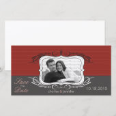 8 x 4" Chic Deco Red Bewaar de datum aankondiging (Voorkant / Achterkant)