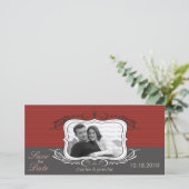 8 x 4" Chic Deco Red Bewaar de datum aankondiging (Staand voorkant)