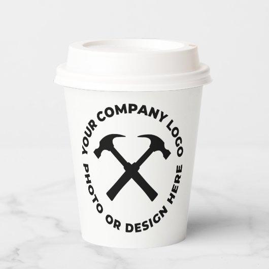 8 x Aangepaste gepersonaliseerde Logo PAPIER CUPS  Papieren Bekers (Voorkant)