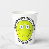 8 x Custom Pickleball Party BLUE EYES Happy Face Papieren Bekers (Achterkant)