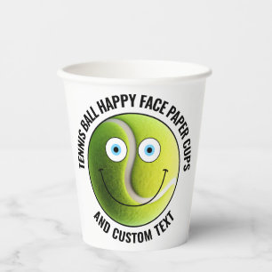 8 x Custom Tennis Theme Party BLUE EYES Happy Face Papieren Bekers