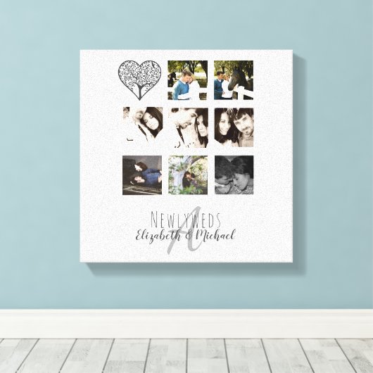 8 x FOTO COLLAGE Passen getrouwd Persoonlijke WEDI Canvas Afdruk (Insitu (Houten vloer))