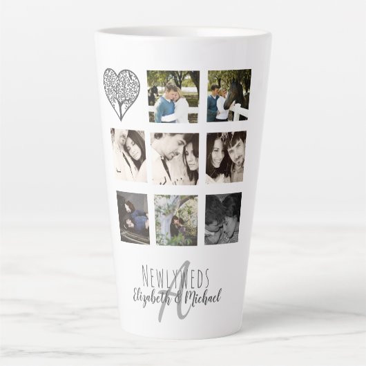 8 x FOTO COLLAGE Passen getrouwd Persoonlijke WEDI Latte Mok (Voorkant)