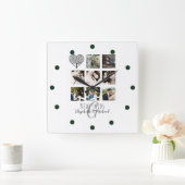 8 x FOTOCOLLAGE Persoonlijke Huwelijksfoto NIEUWGE Vierkante Klok (Huis)