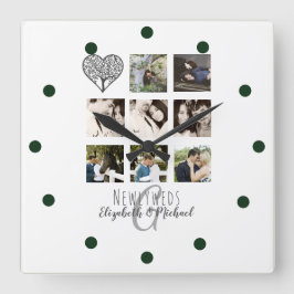 8 x FOTOCOLLAGE Persoonlijke Huwelijksfoto NIEUWGE Vierkante Klok