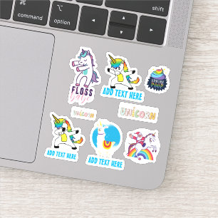 8 x Gevormde UNICORN Grappige Leuke Kawaii Dab Emo Sticker