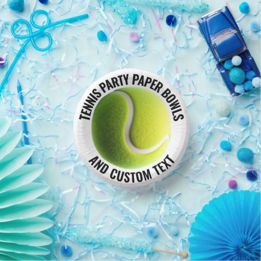 8 x Tennis Ball Personalized Text Paper Bowls Papieren Kommen (Feest)