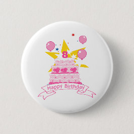 8 Year Old Birthday Cake Ronde Button 5,7 Cm