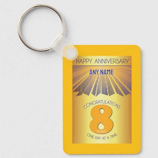 8 Year Sober Anniversary | Golden Ray 12 Step Sleutelhanger (Voorkant)