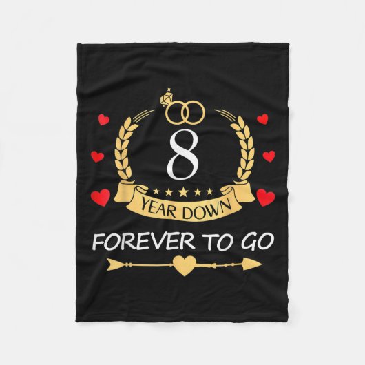 8 Years Down Forever To Go Paar 8e bruiloft Anni Fleece Deken (Voorkant)