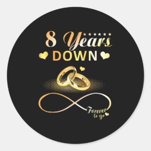 8 Years Down Forever To Go Paar 8e bruiloft Anni Ronde Sticker