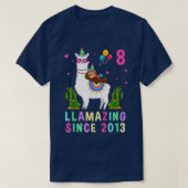 8 Years Old 8th Birthday Sloth Riding Llama Girls  T-shirt (Design voorkant)