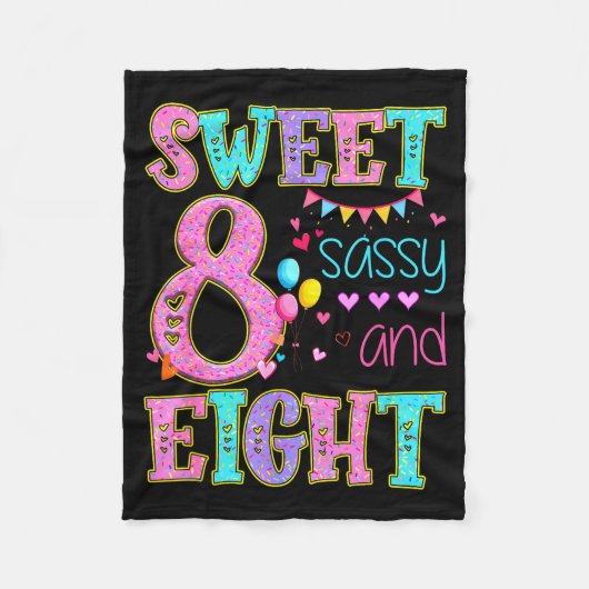 8 Years Old Sweet Sy And Eight Birthday Girl Donut Fleece Deken (Voorkant)