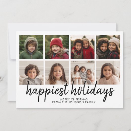 8 Zwart-witte minikerst-kerstretrolijnen Feestdagenkaart (Voorkant)