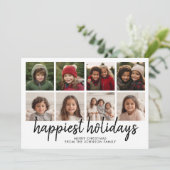 8 Zwart-witte minikerst-kerstretrolijnen Feestdagenkaart (Staand voorkant)