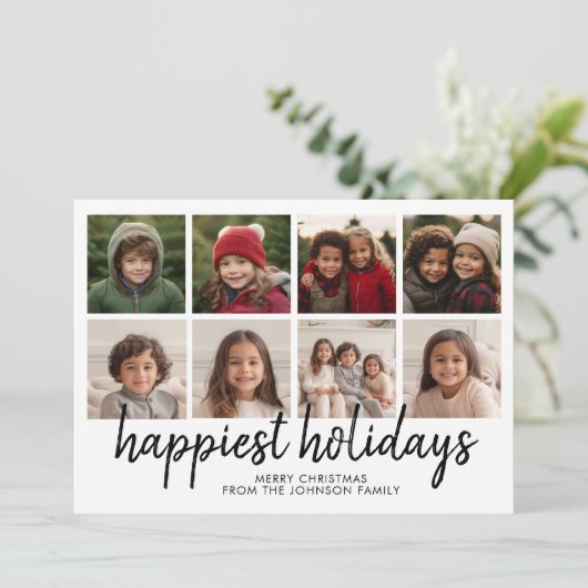 8 Zwart-witte minikerst-kerstretrolijnen Feestdagenkaart (Staand voorkant)